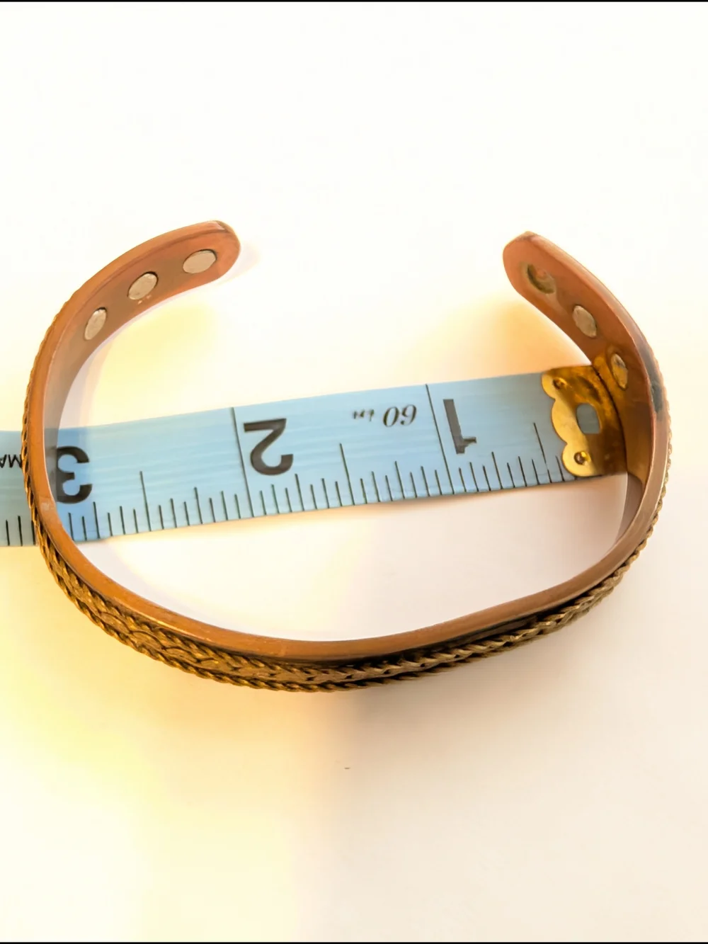 Copper Magnetic Cuff Bracelet with Braided Accent - Brown